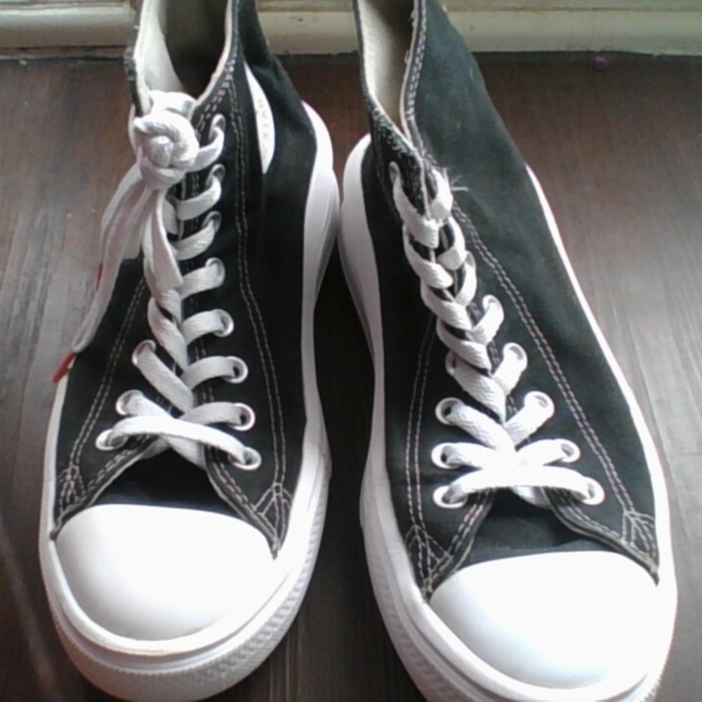 Stylish Black and White High-Top Sneakers